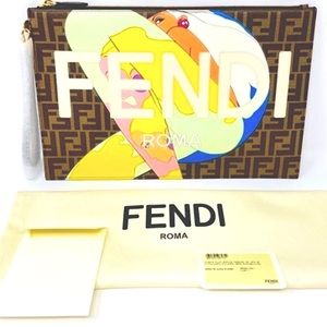 Fendi Hairdo Girls FF Large Pouch Glazed Clutch